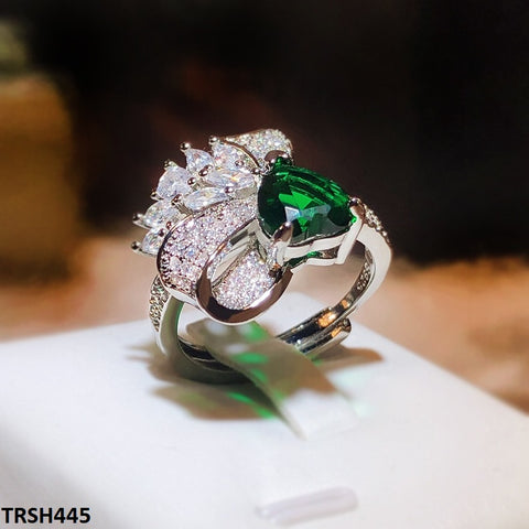 TRSH445 KYC Heart/Bow Adjustable ZIRCON Ring - TRSH