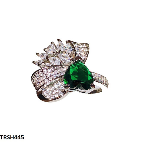 TRSH445 KYC Heart/Bow Adjustable ZIRCON Ring - TRSH