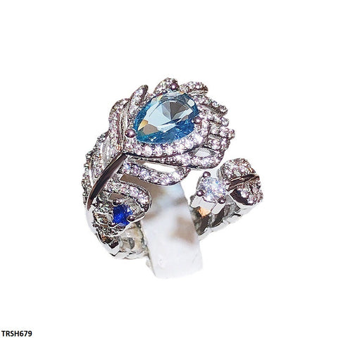 TRSH679 KYC Tear Stone/Leaf ZIRCON Ring Adjustable - TRSH