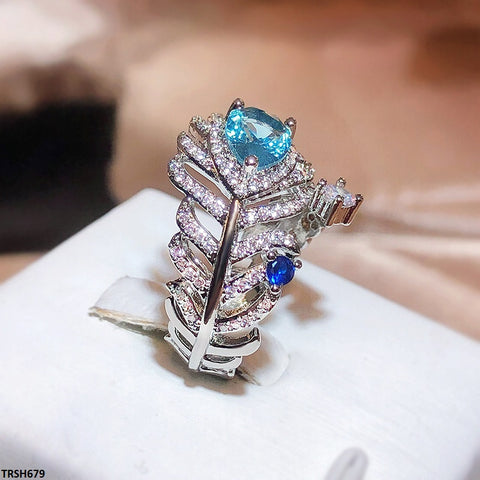 TRSH679 KYC Tear Stone/Leaf ZIRCON Ring Adjustable - TRSH