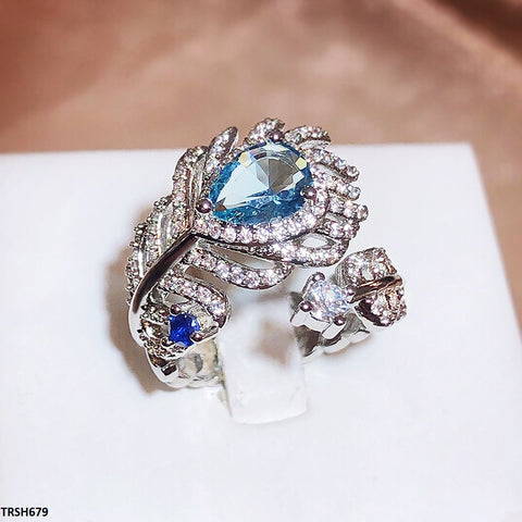 TRSH679 KYC Tear Stone/Leaf ZIRCON Ring Adjustable - TRSH