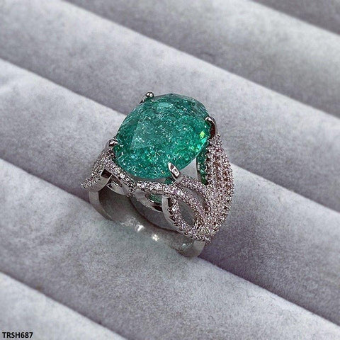 TRSH687 KYC Oval Stone ZIRCON Ring