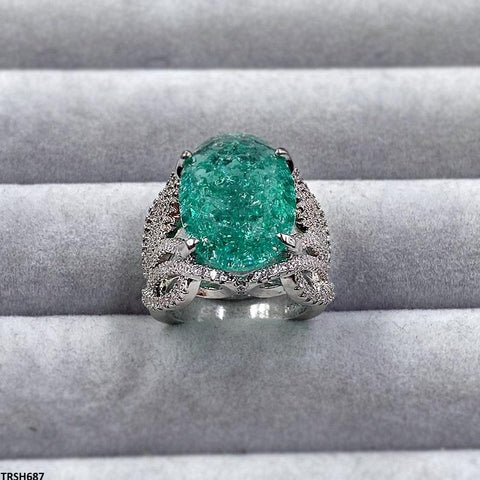 TRSH687 KYC Oval Stone ZIRCON Ring