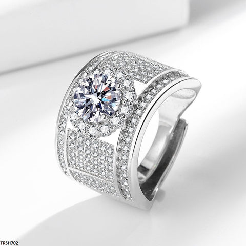 TRSH702 BLX Pave Round Stone Ring Adjustable - TRSH