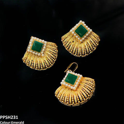 PPSH231 MZM Pearl Square Pendant Set - PPSH