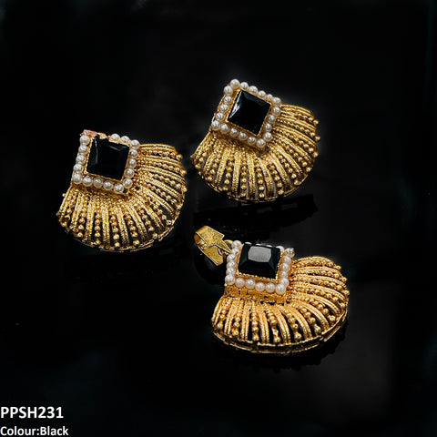 PPSH231 MZM Pearl Square Pendant Set - PPSH