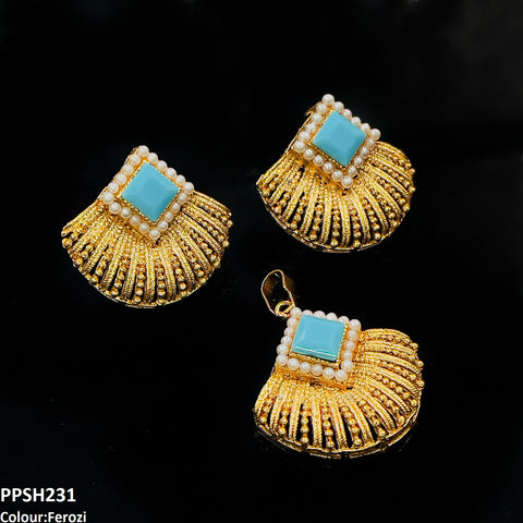PPSH231 MZM Pearl Square Pendant Set - PPSH
