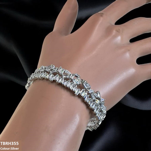 TBRH355 BYJ Baguette Stone Studded Bracelet Openable - TBRH