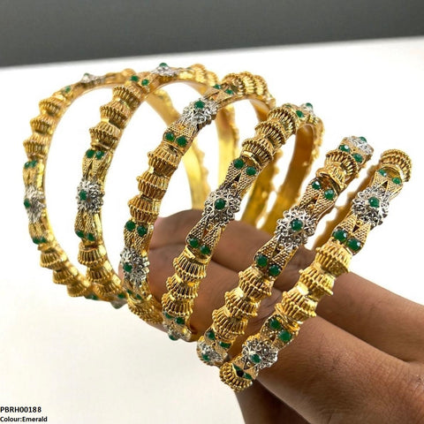PBRH00188 SDQ Flower/Drum Bangles 6 Pcs Set - PBRH