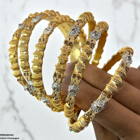 PBRH00188 SDQ Flower/Drum Bangles 6 Pcs Set - PBRH