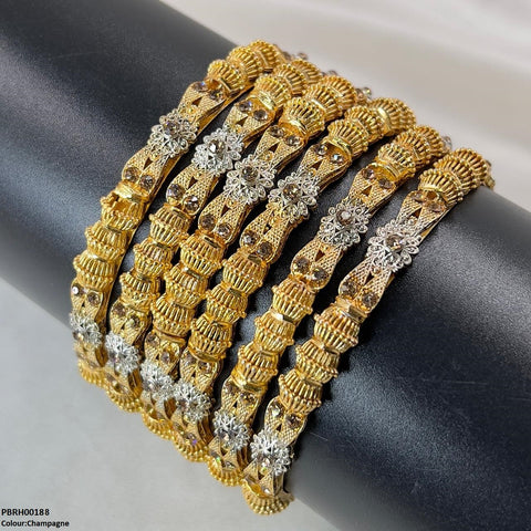 PBRH00188 SDQ Flower/Drum Bangles 6 Pcs Set - PBRH