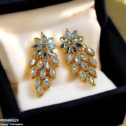PEDH00125 FRN Tear Flower Drop Earrings Pair - PEDH