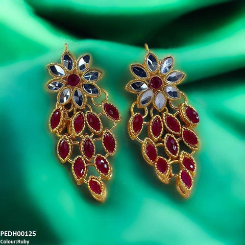 PEDH00125 FRN Tear Flower Drop Earrings Pair - PEDH