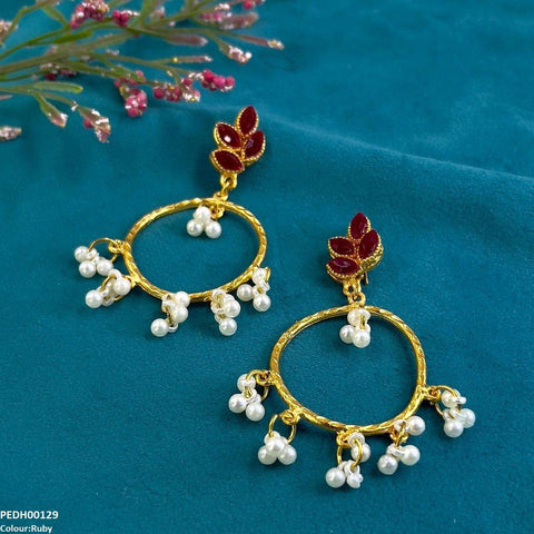 PEDH00129 FRN Tear Round Drop Earrings - PEDH