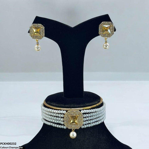 PCKH00232 SDQ Square Pearl Drop Choker Set - PCKH