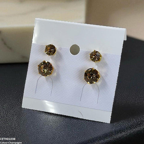 CETH01038 FRN Round Stud 2 Tops Pair - CETH