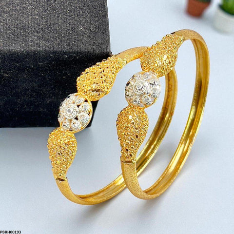 PBRH00193 MZM Round Flower Bangles 2 Pcs Set - PBRH
