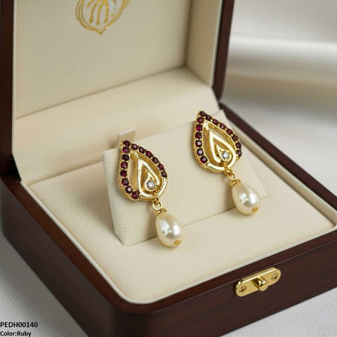 PEDH00140 SDQ Tear Pearl Drop Earrings - PEDH