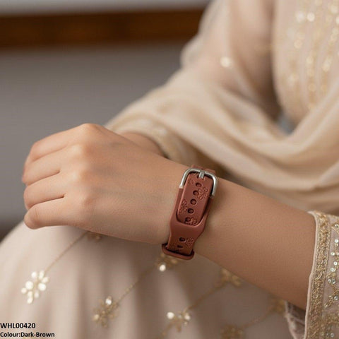 WHL00420 IWA Round Flower Rubber Strap Women's Watch - WHL