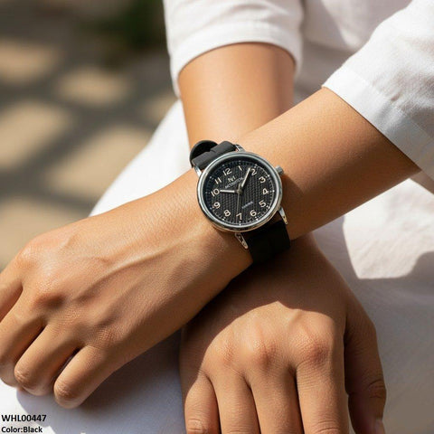 WHL00447 BWS Silver Bezel Magnetic Rubber Strap Women's Watch - WHL