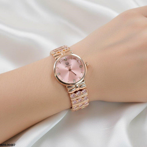 WHL00487 ZWA  Round Pink Stone Bracelet Women's Watch - WHL