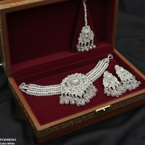 PCKH00263 SDQ Rectangle Flower Choker Set - PCKH