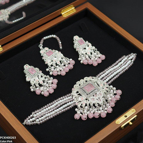 PCKH00263 SDQ Rectangle Flower Choker Set - PCKH