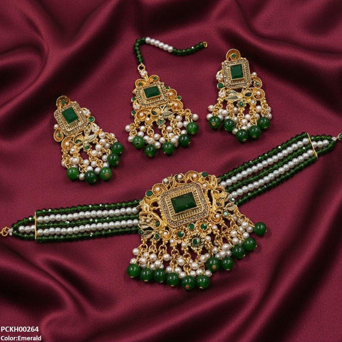 PCKH00264 SDQ Rectangle Flower Choker Set - PCKH
