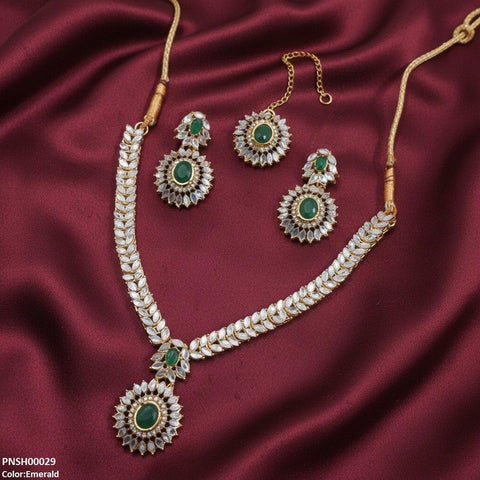 PNSH00029 FRN Marquise  Flower Drop Necklace Set - PNSH