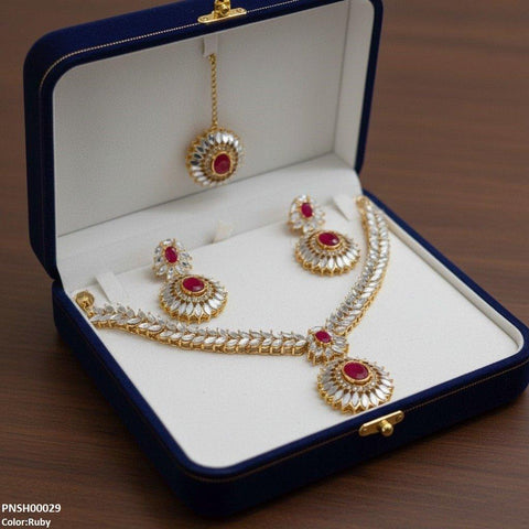 PNSH00029 FRN Marquise  Flower Drop Necklace Set - PNSH