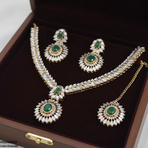 PNSH00029 FRN Marquise  Flower Drop Necklace Set - PNSH