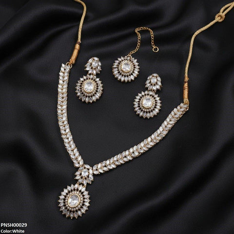 PNSH00029 FRN Marquise  Flower Drop Necklace Set - PNSH