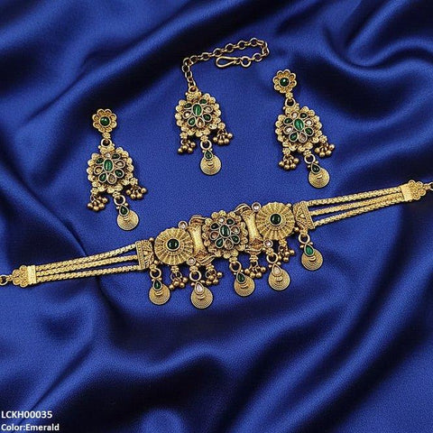 LCKH00035 ANI Flower Tear Drop Choker Set - LCKH