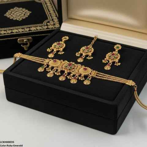 LCKH00035 ANI Flower Tear Drop Choker Set - LCKH