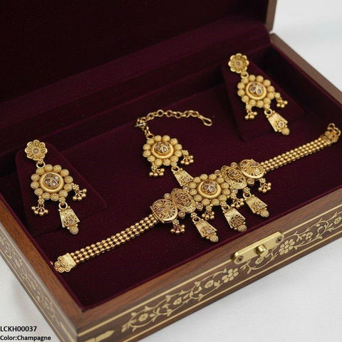 LCKH00037 ANI Round Flower Drop Choker Set - LCKH