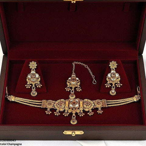 LCKH00043 ANI Flower Tear Drop Choker Set - LCKH