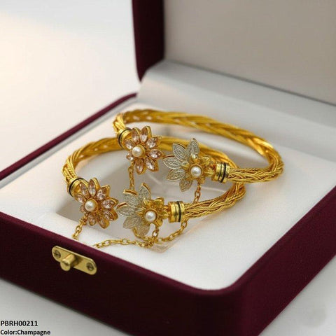 PBRH00211 MZM Flower Bangles Set Adjustable - PBRH