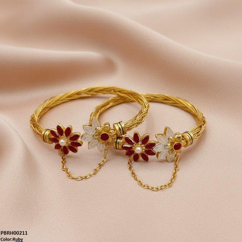 PBRH00211 MZM Flower Bangles Set Adjustable - PBRH