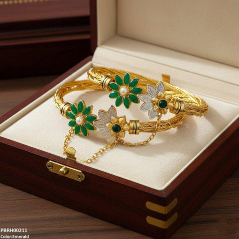 PBRH00211 MZM Flower Bangles Set Adjustable - PBRH