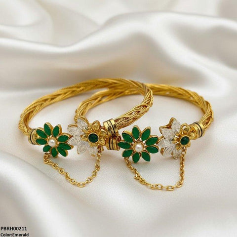 PBRH00211 MZM Flower Bangles Set Adjustable - PBRH