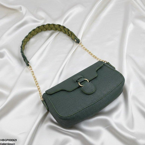 HBGP00069 Willow Strap Jute Armpit Bag Green - HBGP