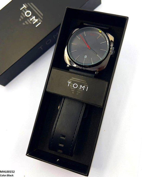 MHL00152 HWR Round/Square Leather Strap Men's Watch -  MHL