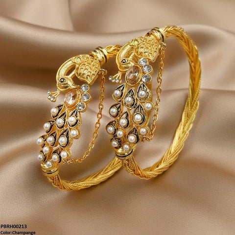 PBRH00213 MZM Peacock Round Bangles Set Adjustable - PBRH