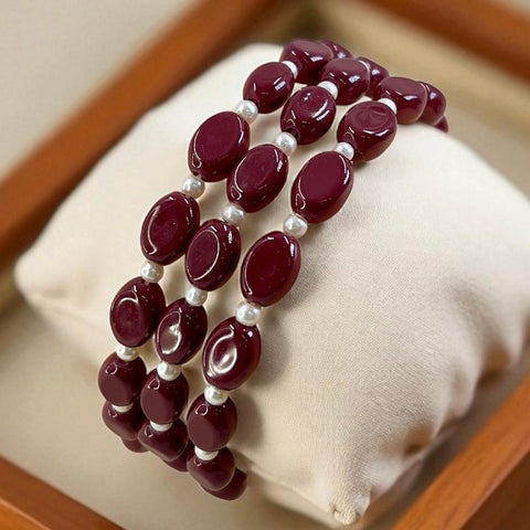 PBRH00171 FRN Triple Strand Beaded Bracelet - PBRH