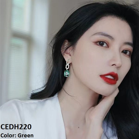 CEDH220 BTO Sterling Square  Drop Earrings Pair - CEDH