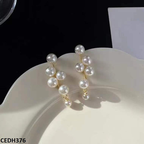CEDH376 BTO ZigZag Pearl Drop Earrings Pair - CEDH