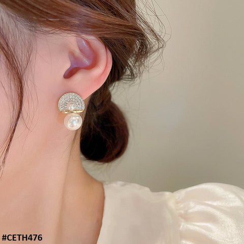 CETH476 SDQ Umbrella Pearl Ear Tops Pair - CETH
