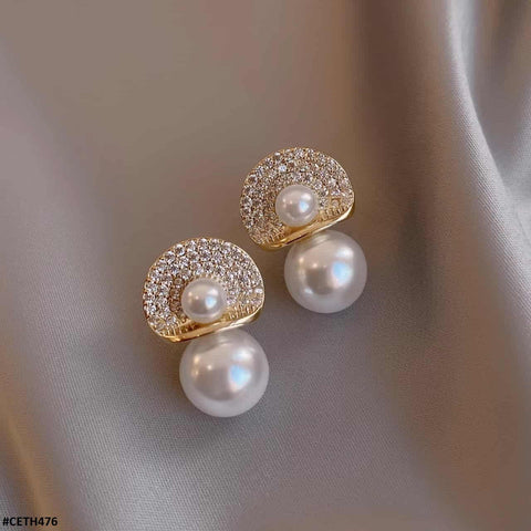 CETH476 SDQ Umbrella Pearl Ear Tops Pair - CETH