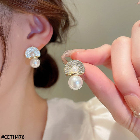 CETH476 SDQ Umbrella Pearl Ear Tops Pair - CETH