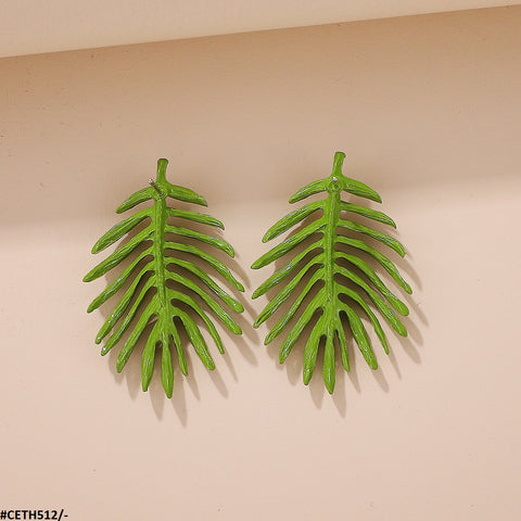 CETH512 QWN Painted Leaf Stud Tops Pair - CETH